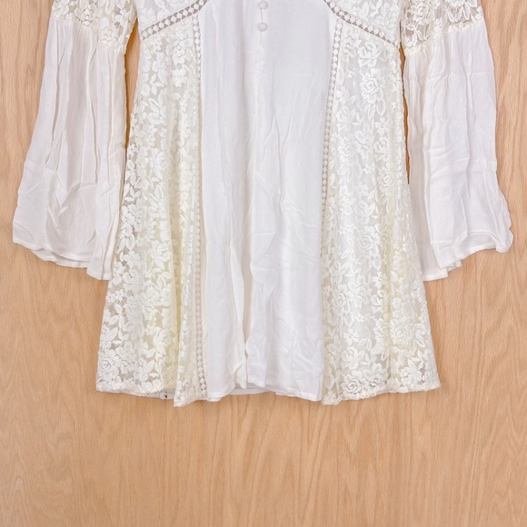 Love Riche White Lace Bell Sleeve Mini Dress - Picture 3 of 9